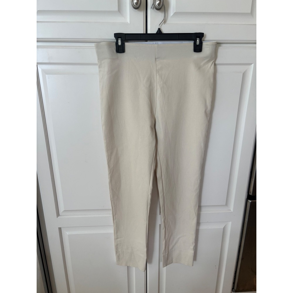 Jean-Pierre Klifa Paris Cream Beige Pull On Ankle Pants XL Slit‎ Hem Stretch